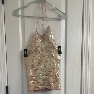 GAP Pink Sequin Halter Top